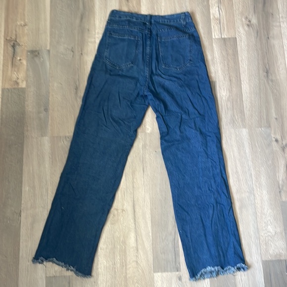 blue high waisted loose straight leg jeans - Picture 2 of 4